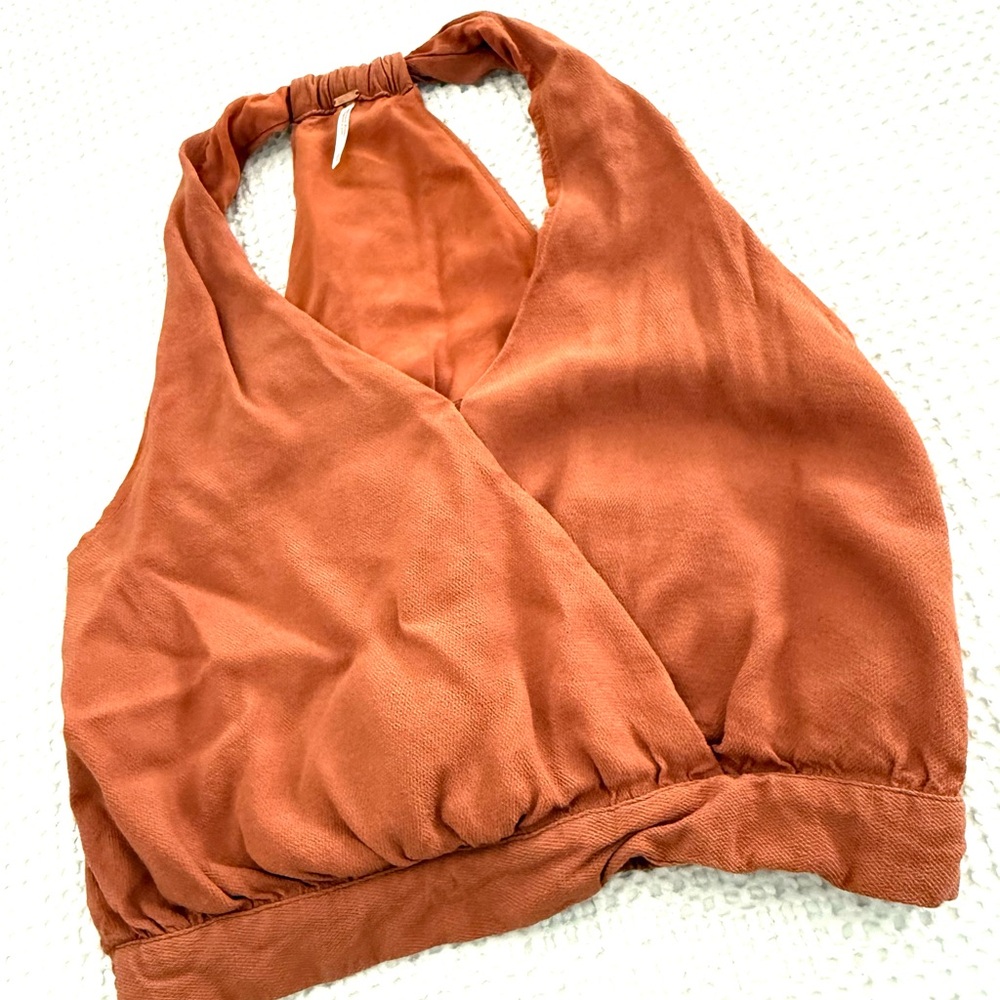 EUC Free People Rust/cognac  Halter Neck Women's crop top
